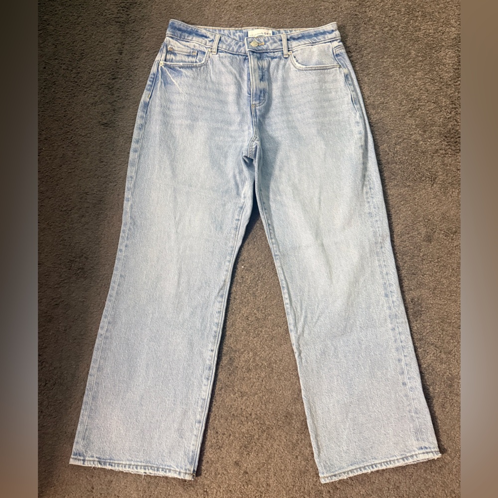 LOFT Light Blue Relaxed Straight Leg Jeans - Picture 7 of 9